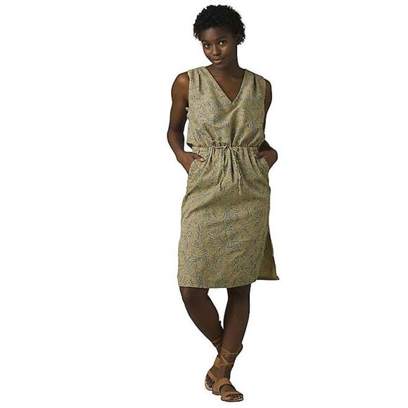 PrAna Ecotropics Dress Women's Sz L Ecotropics Cabana Straw Drawstring Blouson‎ - Picture 1 of 11